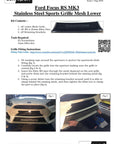 Ford Focus RS MK3 - Front Grille Complete Set by ZUNSPORT