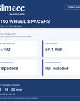 Bimecc 5x100 Wheel Spacers - 57.1mm Centre Bore - Pair — Bimecc branded fitment and specification guide