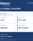 Bimecc 5x112 Wheel Spacers - 57.1mm Centre Bore - Pair — Bimecc branded fitment and specification guide