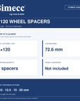 Bimecc 5x120 Wheel Spacers - 72.6mm Centre Bore - Pair — Bimecc branded fitment and specification guide