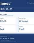 Bimecc M12x1.5 60° Wheel Bolts - Black — Bimecc branded fitment and specification guide