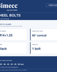 Bimecc M14x1.25 60° Wheel Bolts - Black — Bimecc branded fitment and specification guide