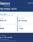 Bimecc M14x1.5 60° Open Wheel Nuts - Black — Bimecc branded fitment and specification guide