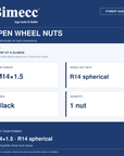 Bimecc M14x1.5 R14 Open Wheel Nuts - Black — Bimecc branded fitment and specification guide