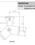 Koyo Racing PI-2320 filler neck spec sheet — dimensions and fitment for Toyota 86, Subaru BRZ, Scion FR-S