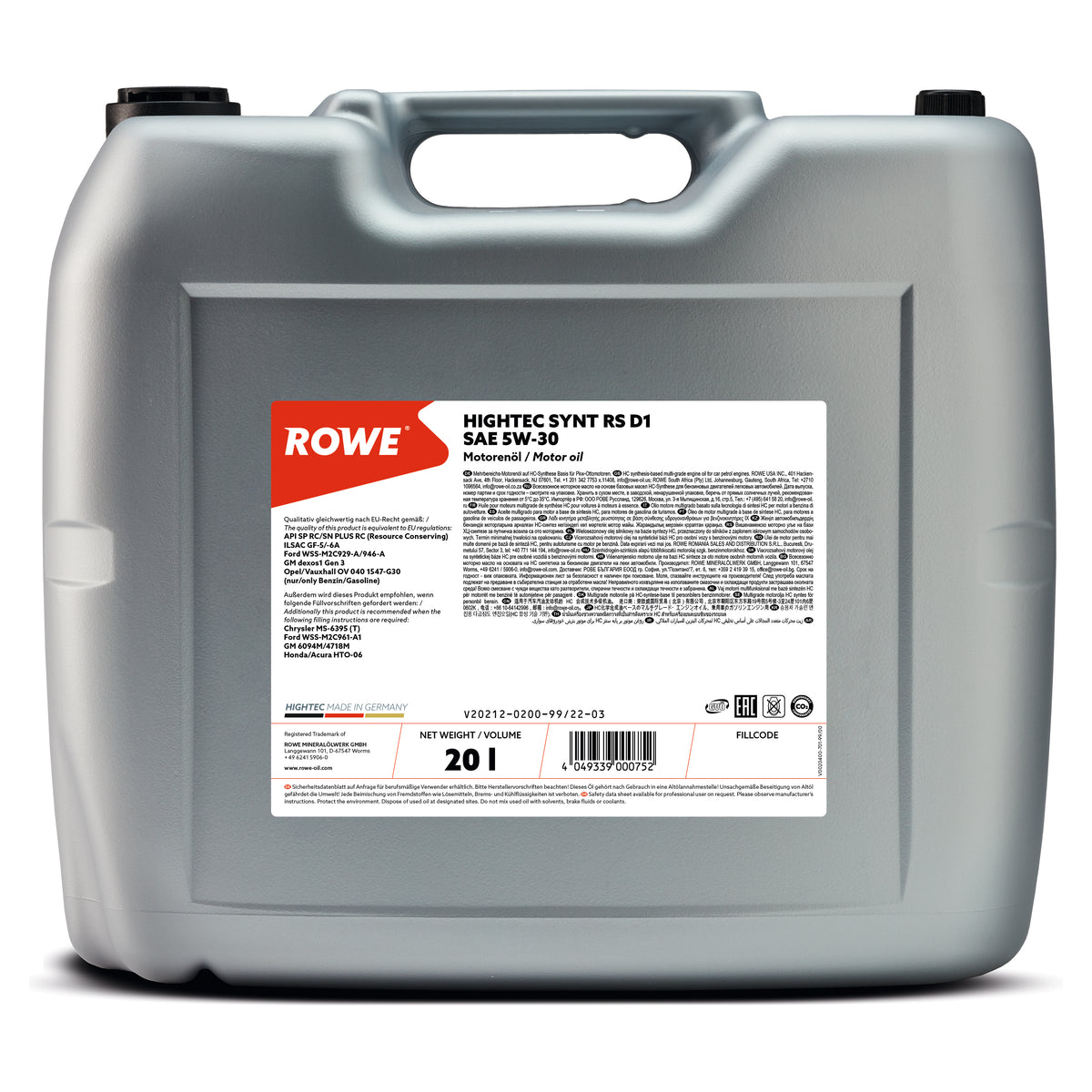 ROWE HIGHTEC SYNT RS D1 SAE 5W-30 - 20212