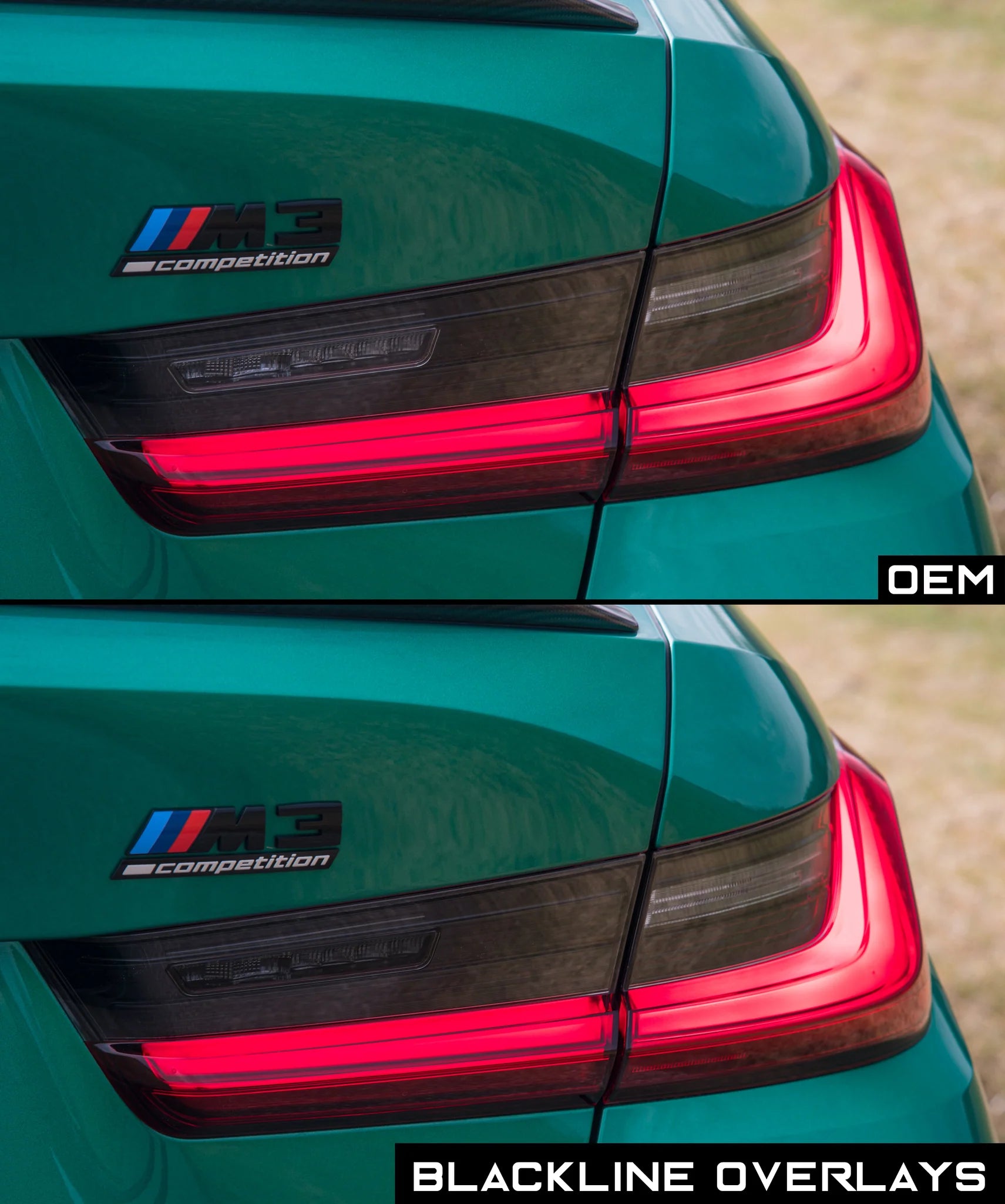 BMW 3 Series M3 Competition 2021+ (G20/G80 Pre LCI) Taillight Overlay Kit by GOLDENWRENCH