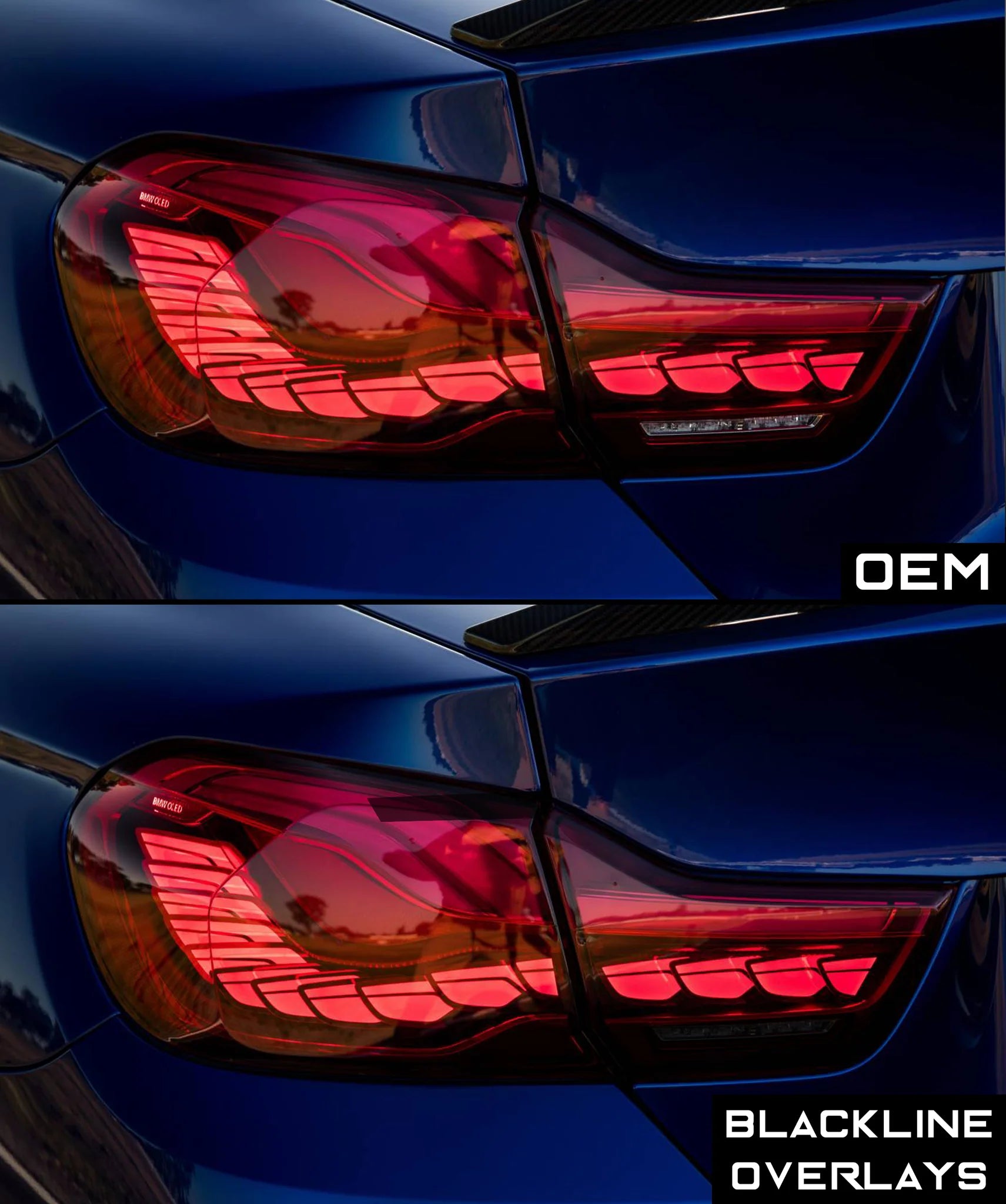 BMW M4 CS / GTS 2017+ (F82 OLED) Taillight Overlay Kit by GOLDENWRENCH