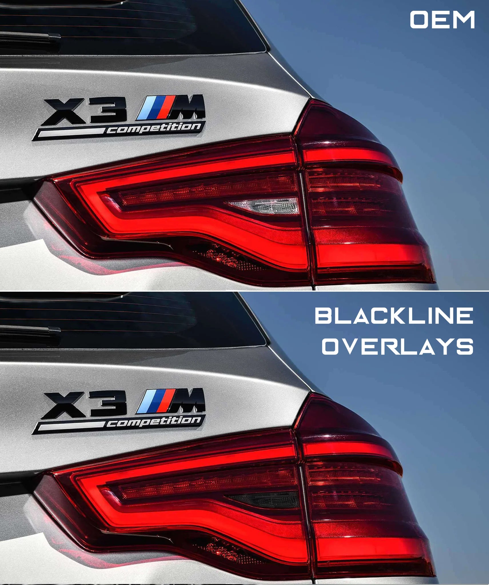 BMW X3 Series X3M Competition 2018-2021 (G01/F97) Taillight Overlay Kit by GOLDENWRENCH