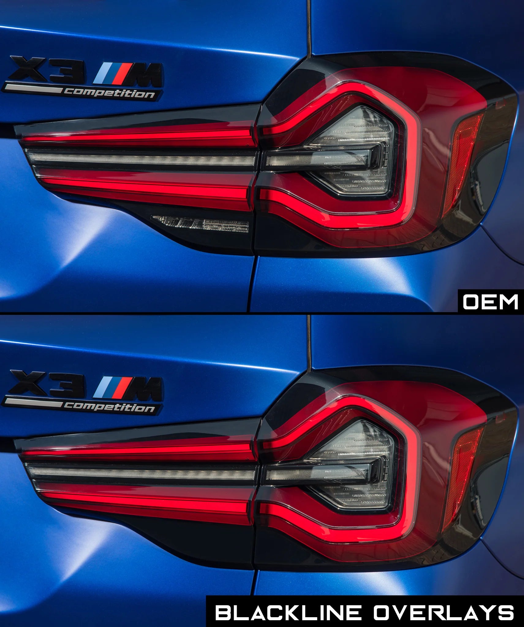 BMW X3 Series X3M Competition 2022+ (G01/F97 LCI) Taillight Overlay Kit by GOLDENWRENCH