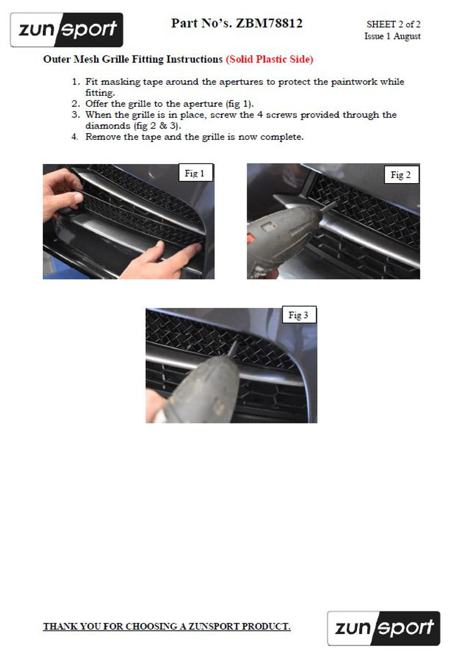 BMW M135i F20 Front Grille Complete Set by ZUNSPORT