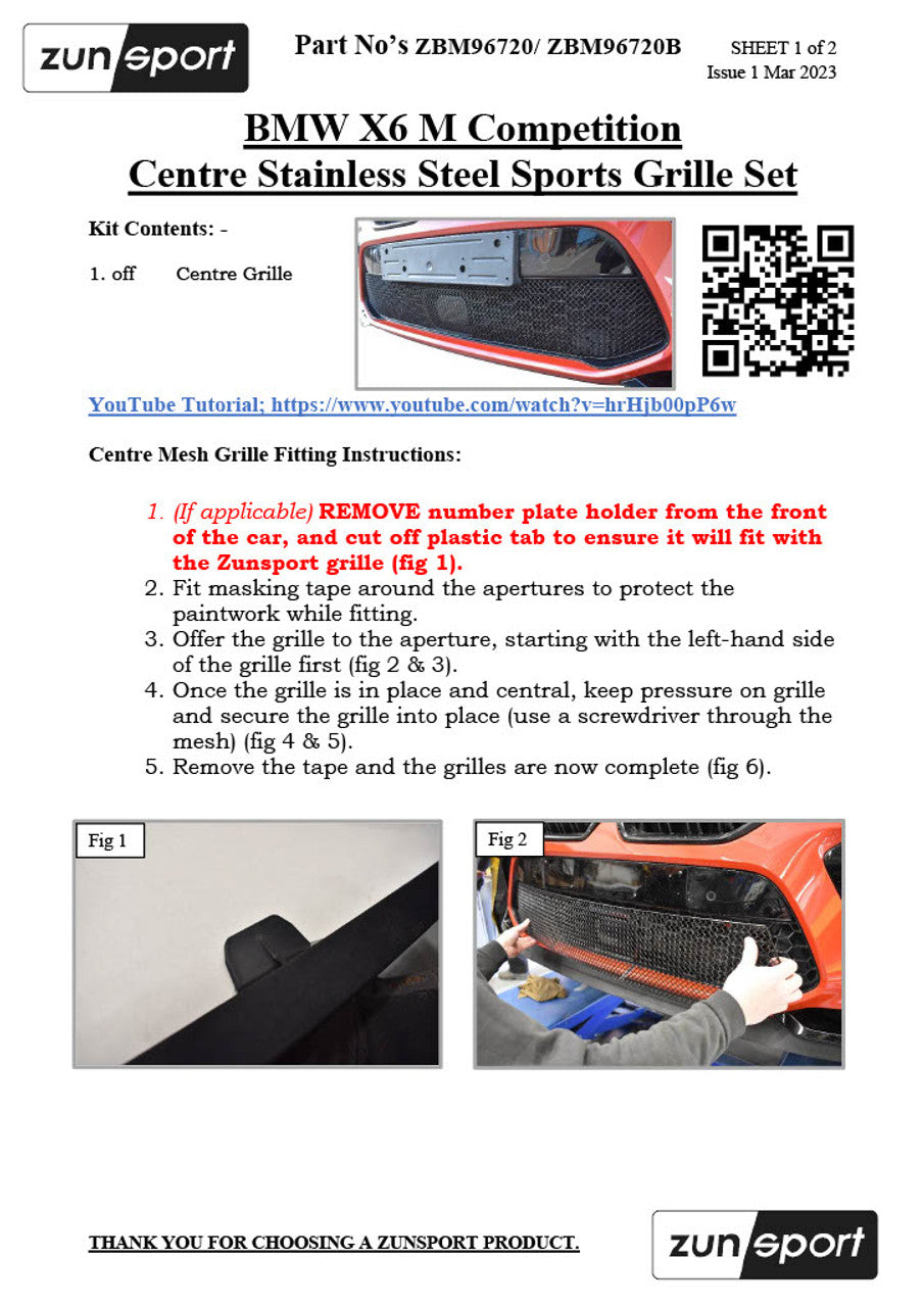BMW X6 M F96 Front Grille Complete Set by ZUNSPORT