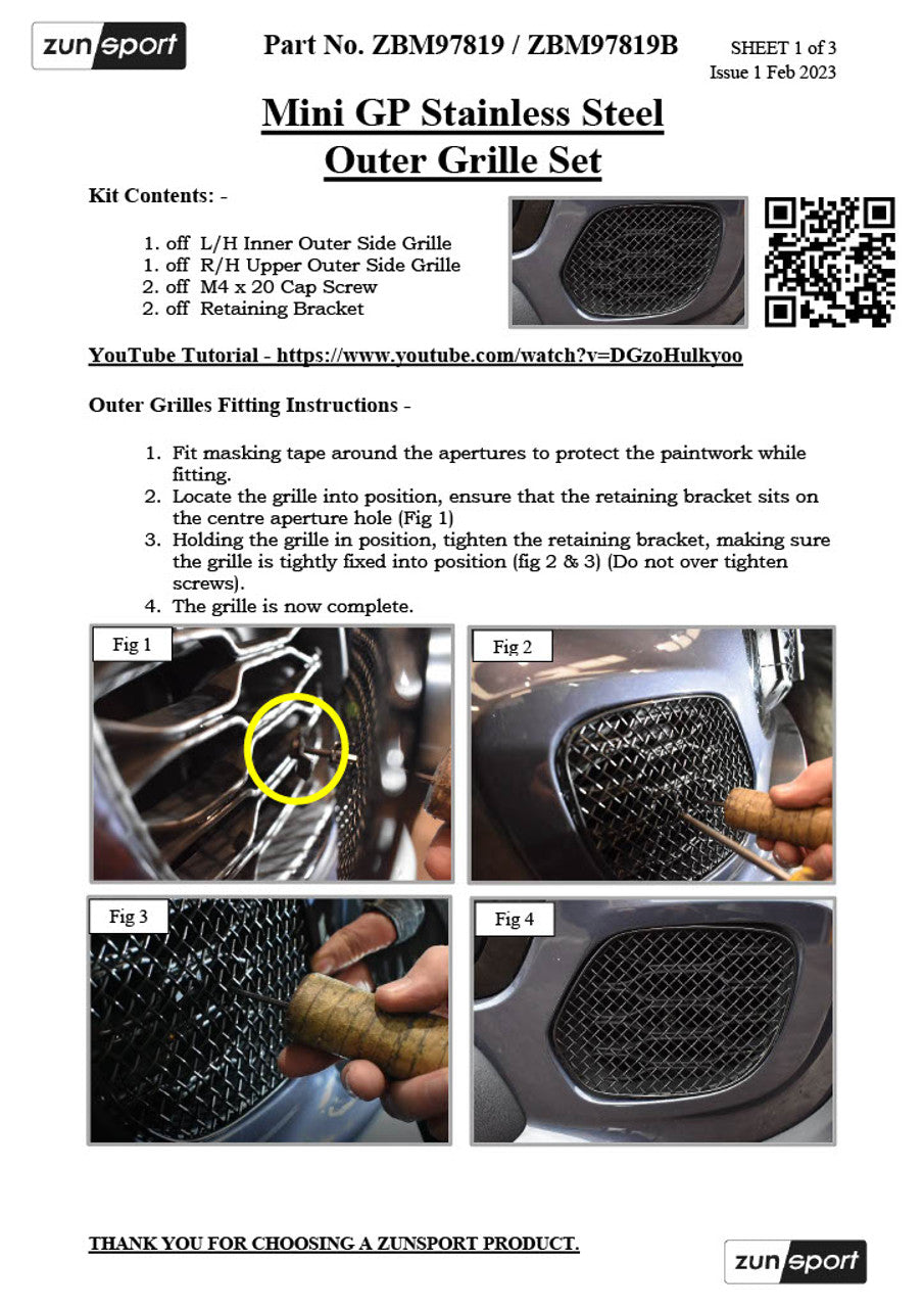 MINI GP - Front Grille Set by ZUNSPORT
