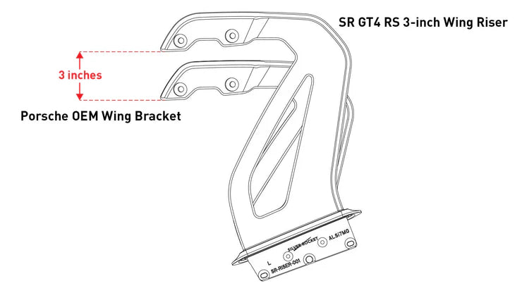 PORSCHE 718 GT4 / RS - 3-INCH WING RISER (OEM ALUMINIUM CASTING) by SILVER ROCKET