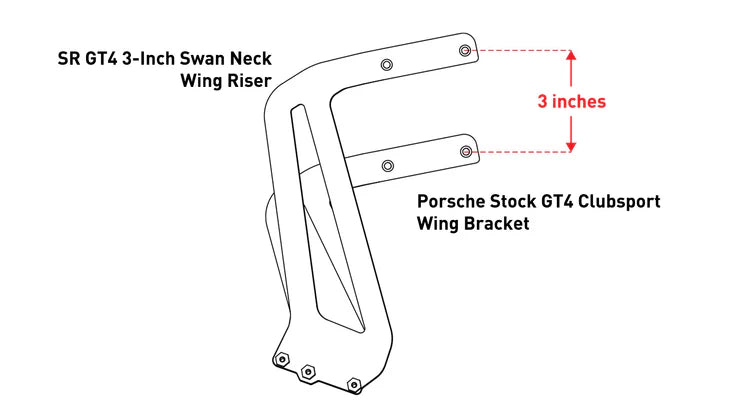 Swan Risers PORSCHE 981 GT4 & 718 GT4 / RS - 3-INCH SWAN NECK WING RISER (OEM 2017 ...
