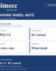 Bimecc Locking Wheel Nut Kit - M12x1.5 (60°) - Black — Bimecc branded fitment and specification guide