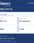 Bimecc M14x1.5 R14 Wheel Bolts - Black — Bimecc branded fitment and specification guide