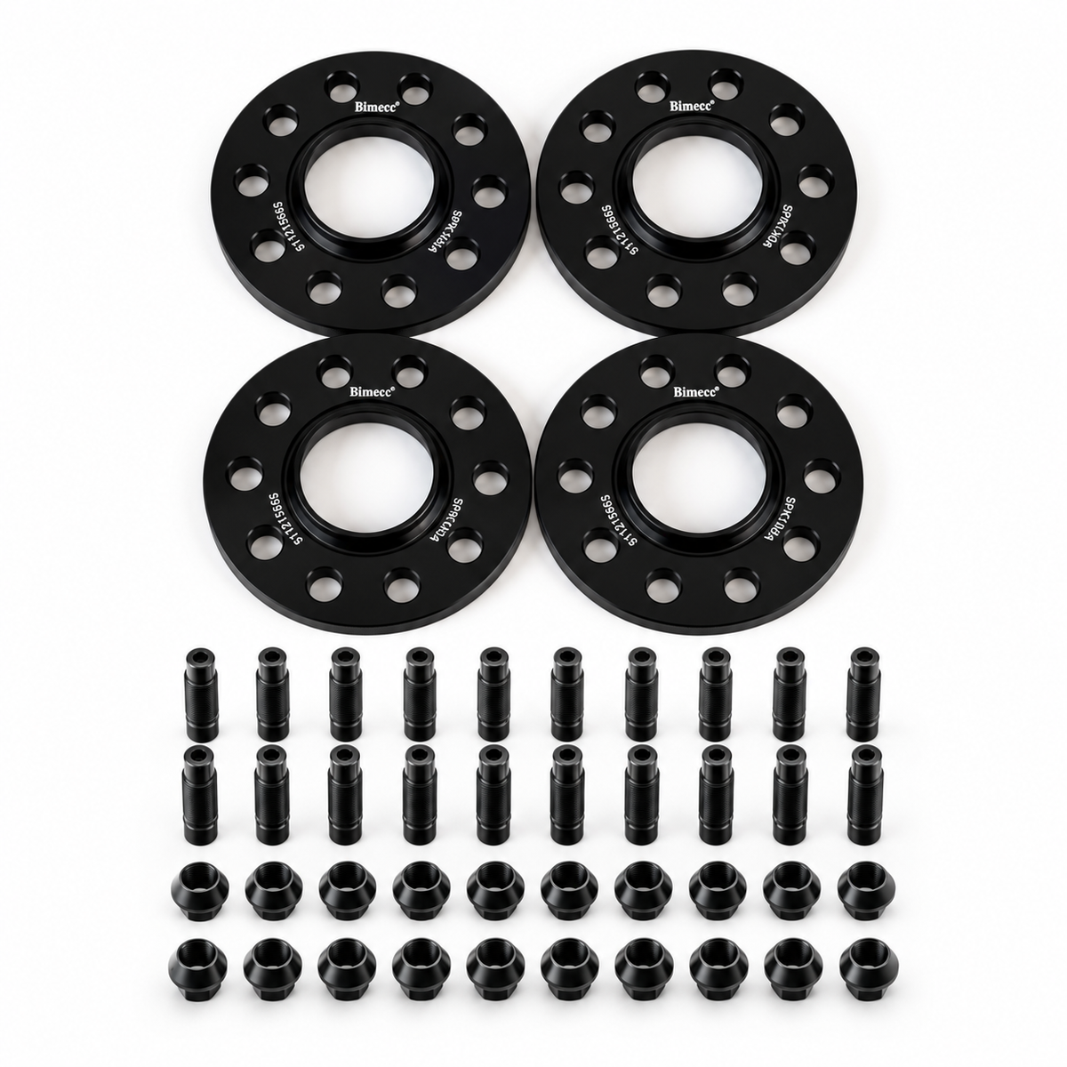 Bimecc wheel spacer and stud conversion combo kit, representative complete setup