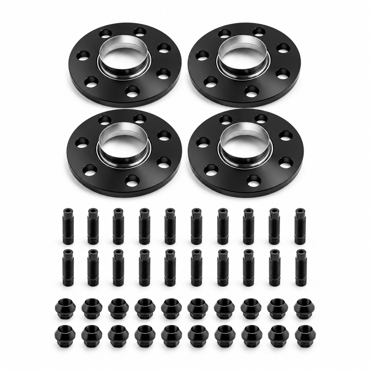 Bimecc wheel spacer and stud conversion combo kit, representative complete setup