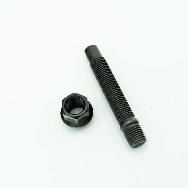 Bimecc black wheel stud and open nut detail