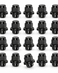 Representative 20-pack of black Toyota flat-seat wheel nuts; selected pack size may differ