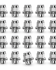 Representative 20-pack of chrome Toyota flat-seat wheel nuts; selected pack size and finish may differ