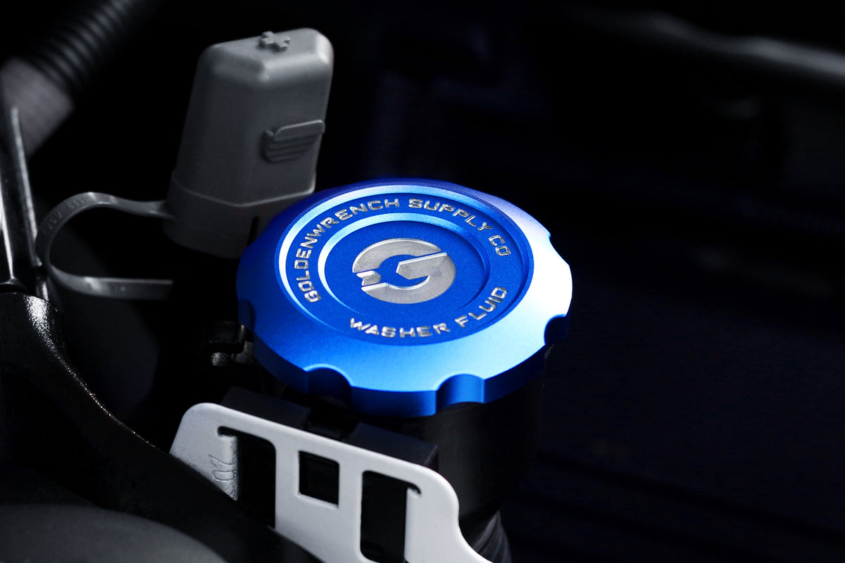 BMW E9X GoldenWrench Motorsport Blue washer fluid cap