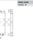 Koyorad KV083146R Performance Radiator - Honda Integra MT dimensions diagram