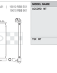 Koyorad KS081666 spec sheet — Honda Accord CL / Acura TSX MT fitment and dimensions