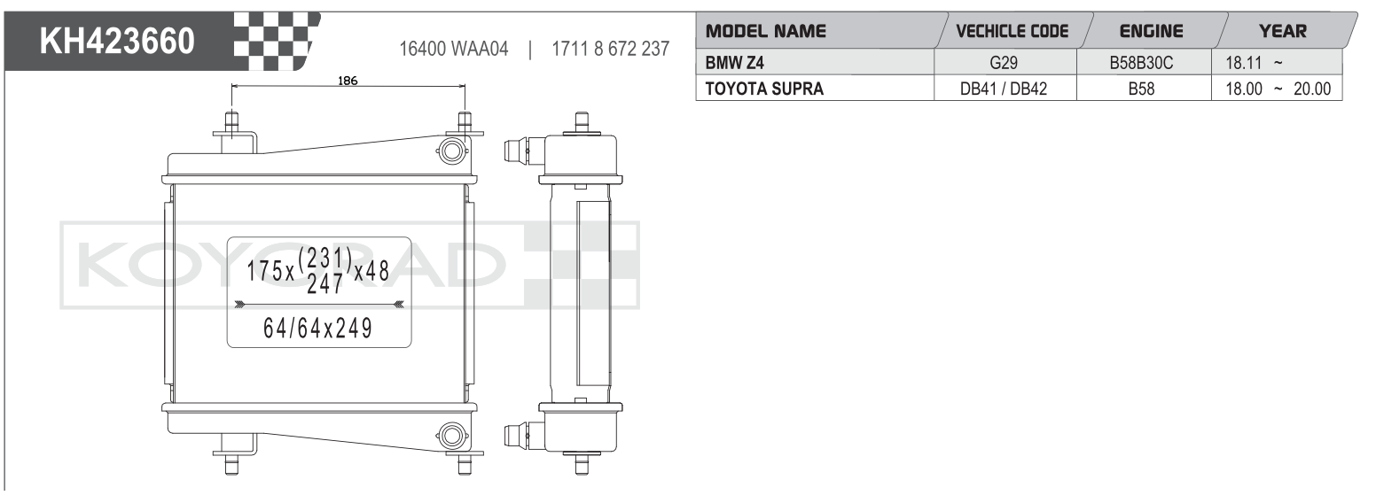 Koyorad Performance Radiator - Toyota GR Supra A90 / BMW Z4 G29 B58 2018+